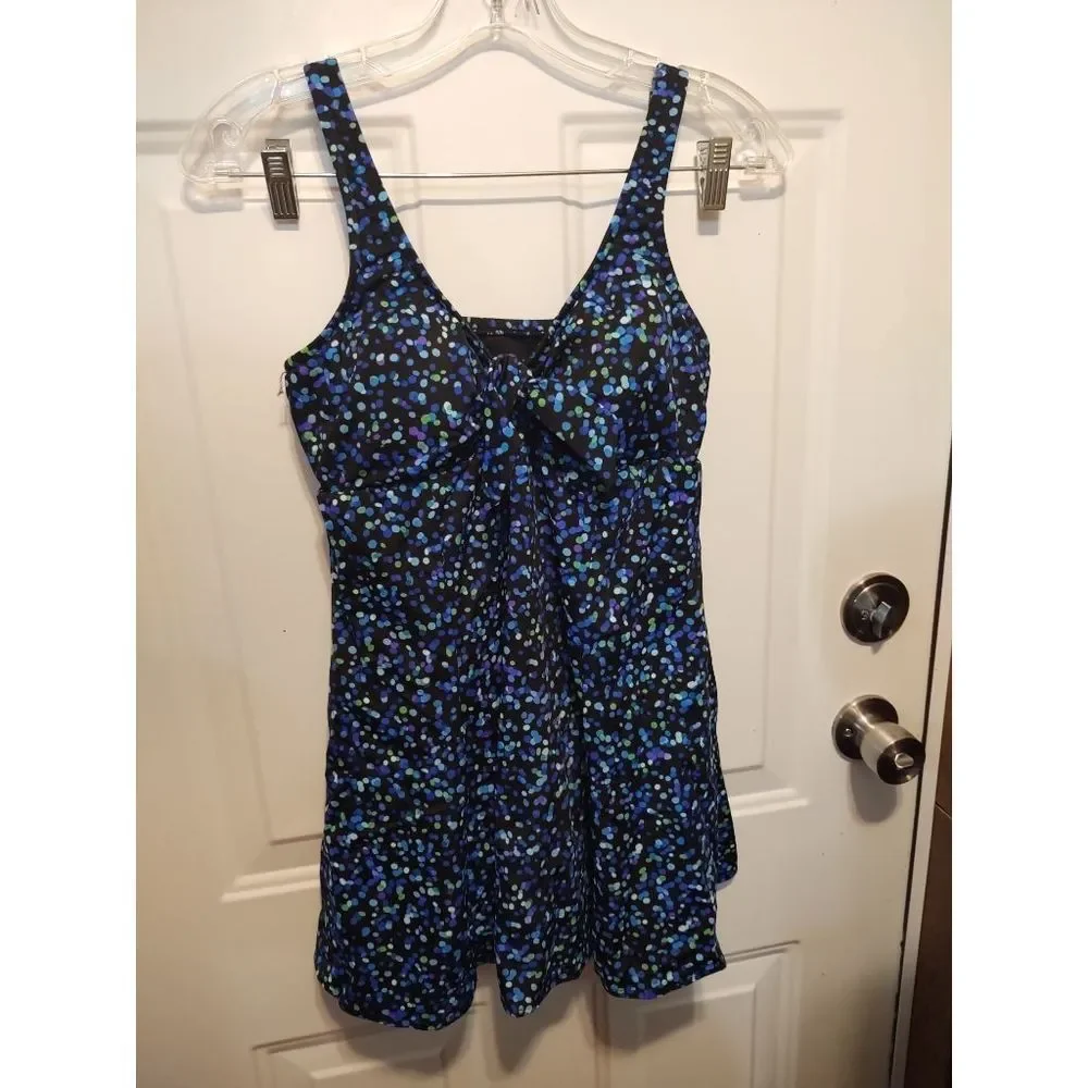 Blue Polka‎ Dot One Piece Swim Suit No Tags Medium